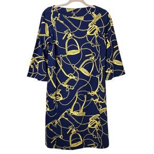 Sm J. McLaughlin Campbell Shift Dress Equestrian Flared Sleeves Preppy Classic